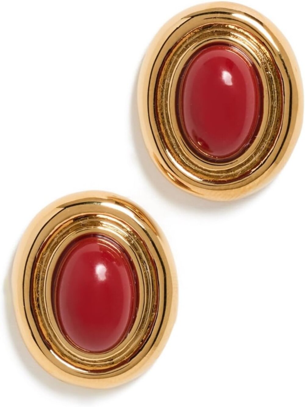 Women’s Burgundy Gold Prize Earring Gold Plated Enamel Statement Vintage Jewelry
